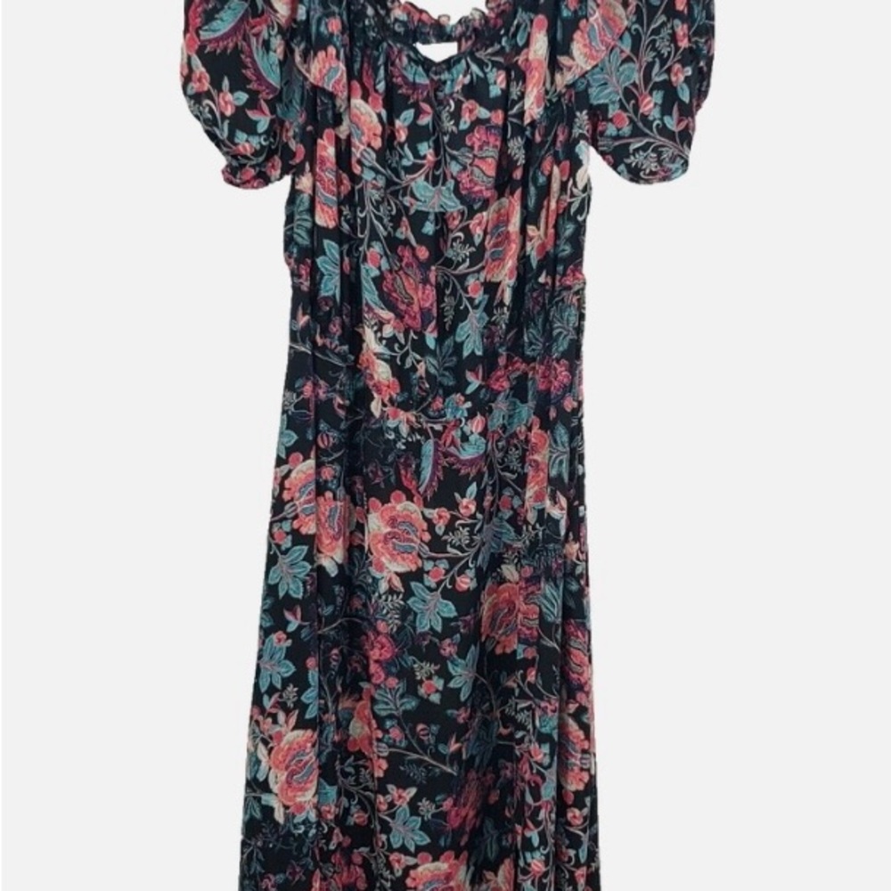 Floral Puff Sleeve Maxi Dress off shoulder 2x